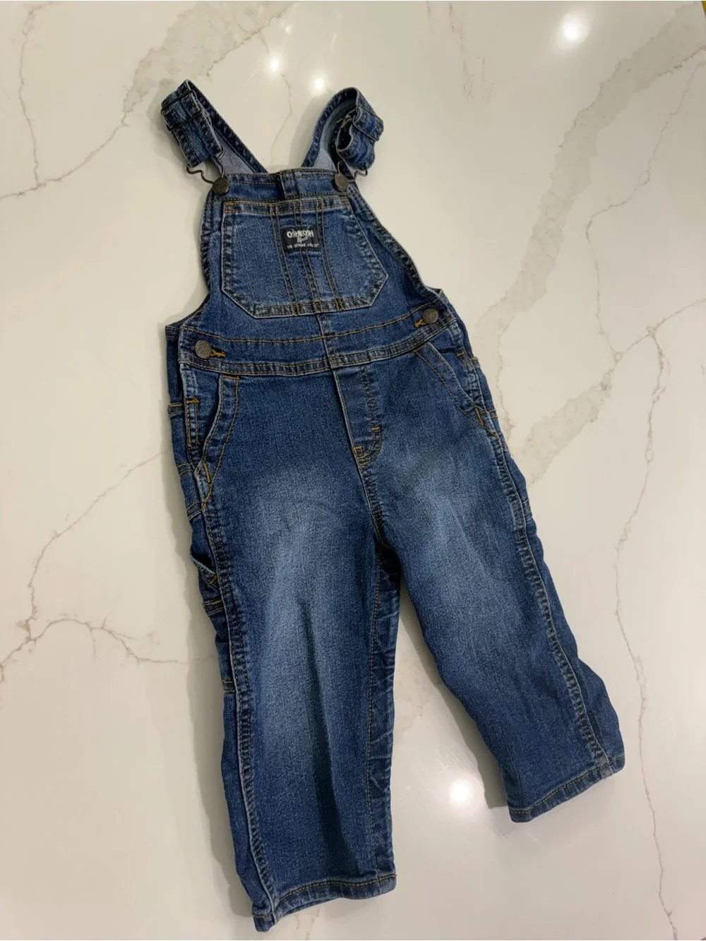 OshKosh B'gosh Classic Denim Overalls Blue Vestbak Jeans Kids 24 months